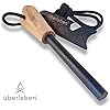 &Uuml;berleben Z&uuml;nden | 5/16", 3/8" or 1/2" Thick Bushcraft Fire Steel with Wood Handle | 12,000-20,000 Strikes | Ferro Rod Fire Starter for Survival | 6 in 1 Multi-Tool