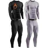 Mexholin 2 Pack Thermal Underwear for Men,Mens Long Johns Thermal Set Soft Fleece Lined Base Layer for Cold Weather