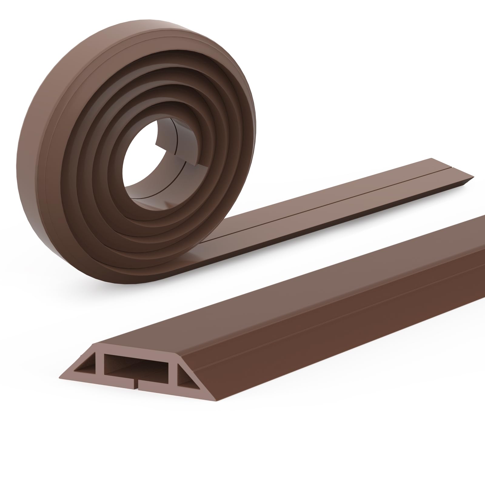 Eapele 6.5 ft Floor Cord Cover Heavy Duty Cable Protector, Cord Covers for Wires on Floor, Floor Cable Cover Easy to Unroll Prevent Trip Hazard for Home Office or Outdoor Settings (Brown)