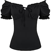 Scarlet Darkness Summer Corset Tops for Women Off Shoulder Renaissance Shirt Puff Sleeve Peasant Blouse