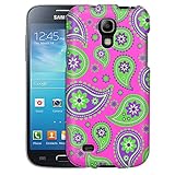 Samsung Galaxy S4 Mini Case, Slim Fit Snap On Cover by Trek Paisley Green Purple on Pink Case