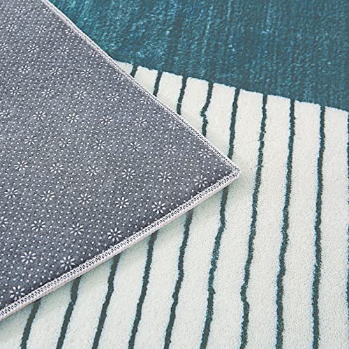 ASIinnsy Living Room Rugs Modern Abstract Rug Short Hair Large Soft Non-Slip Bedroom Rugs for Living Room Bedroom (Blue Grey, 80 x 120 cm)