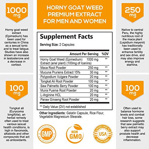 Horny Goat Weed Extra Strength for Men & Women 1560mg [10X Strength Icariins] with Maca, Tribulus, L - //medicalbooks.filipinodoctors.org