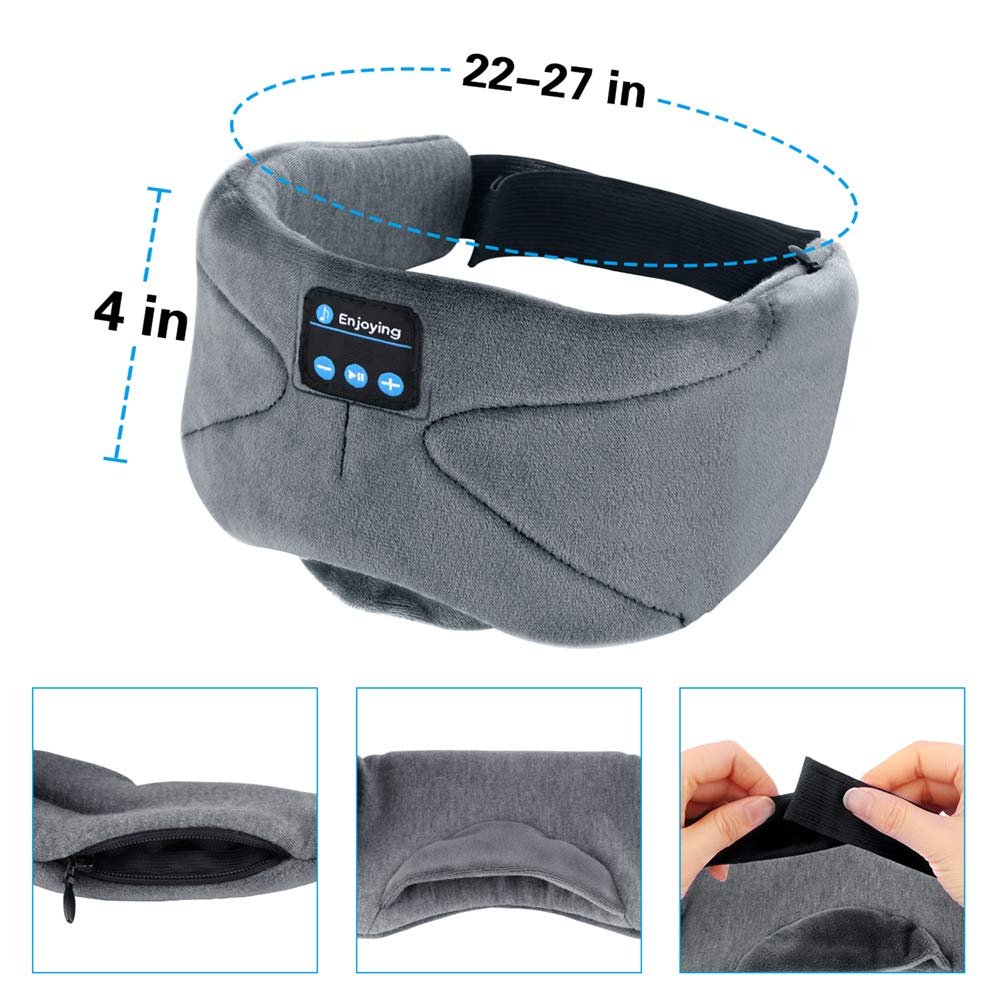 ink-topoint Bluetooth Sleep Eye Mask Headphones, Sleeping Eye Shades Bluetooth 4.2 Music Headset Wireless Sleep Mask with Built-in Speaker Washable for Traveling