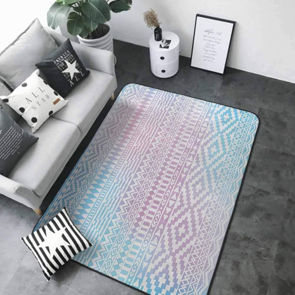 Soft Area Children Baby Playmats Afghan,Geometric Shapes with Triangles Rhombuses and Herringbone Zigzag Stripes, Lilac and Pale Blue 48"x 72" Silky Smooth Bedroom Mats