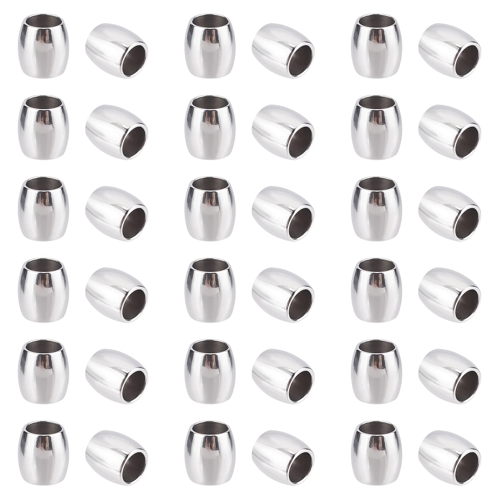 UNICRAFTALE About 100pcs 6mm Barrel Pattern Spacer Beads Stainless Steel Loose Finding for DIY Bracelet Necklace Jewelry Making Hole 4mm