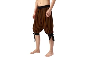 JIEFULL Men's Pirate Shorts- Renaissance Costume Trousers- Medieval Retro Pants -Viking Shorts