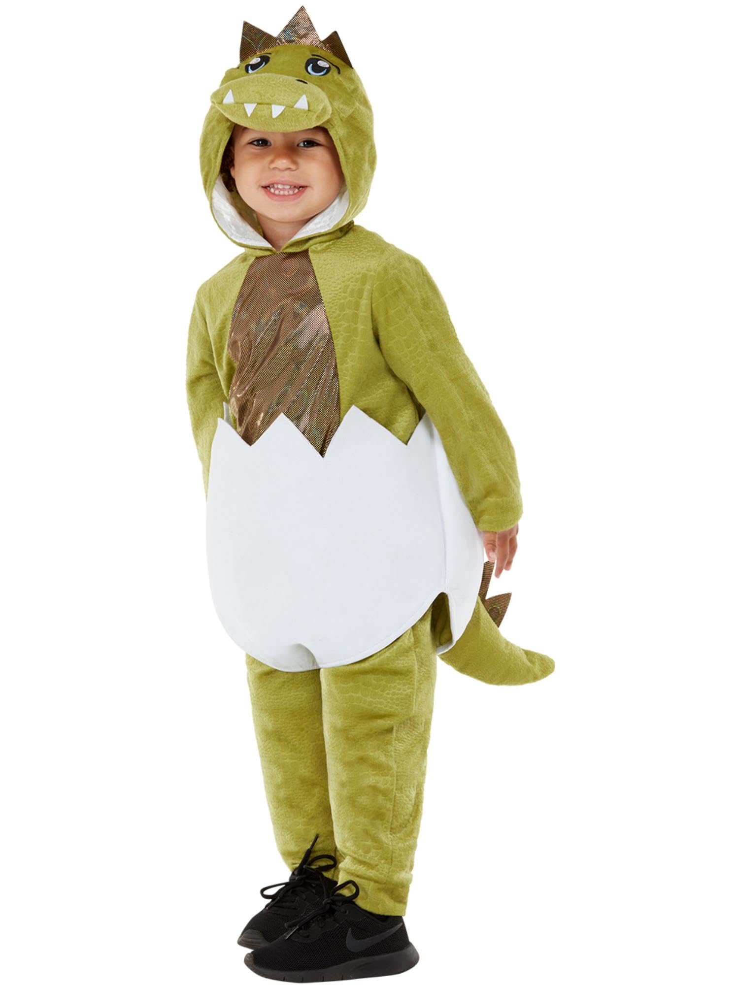 Smiffys Deluxe Toddler Hatching Dino Costume Hooded Top & Trousers, Children's Animal Fancy Dress, Animal Dress Up Costumes