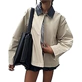 TITOMD Womens Barn Jackets Oversized Lightweight Outerwear Collar Zip Up Coats Outfits Spring Trendy Clothes