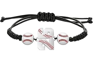 XOYOYZU Baseball Number Bracelets for Men Athletes Jersey Number Bracelet Handmade Braided Adjustable Bracelets Personalized Baseball Gifts for Men
