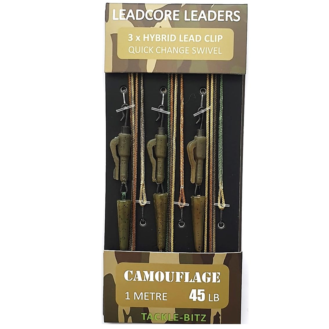 Camo Carp Leadcore Leaders Hybrid Lead clips QC or Ring Swivel Ready Tied (Quick Change swivel)
