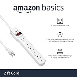 Amazon Basics Surge Protector Power Strip, 6-Outlet