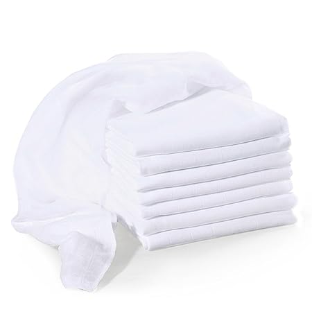 Bornino Mullwindeln (8er-Pack) - Baby Mulltücher 80x80 cm - Moltontücher aus reiner Baumwolle - pflegeleicht & kochfest - wei