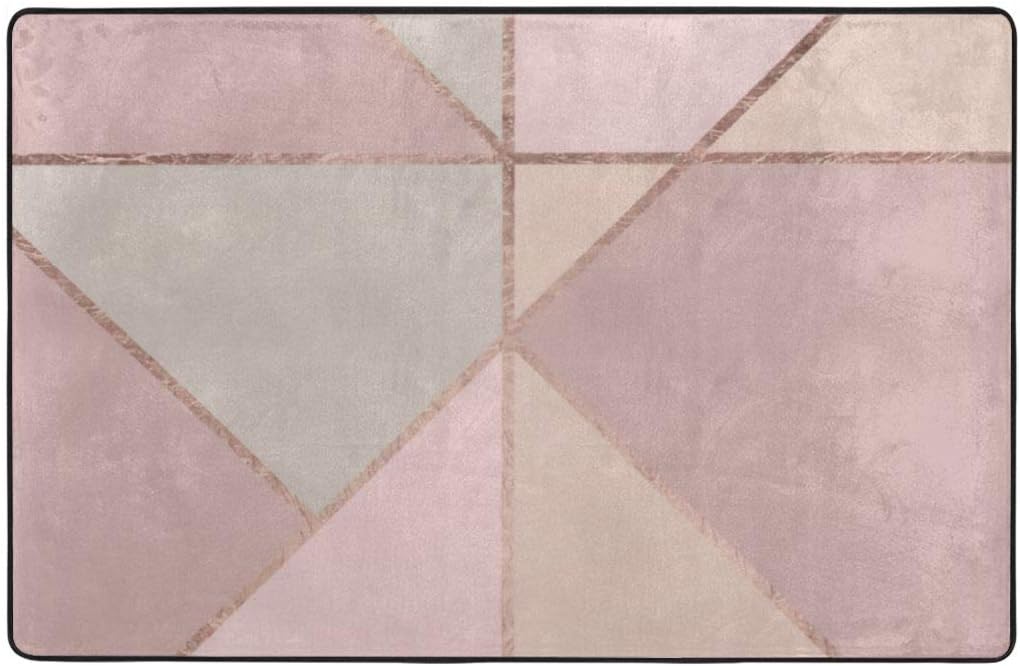 Pink Geometric Modern Rose Gold Peach Tan Blush Color Block Coral Soft Area Rugs Dining Room Home Bedroom Sofa Floor Carpet Floor Mat 60 X 39 Inch Amazon Ca Home Kitchen