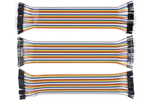 MTHWEMTH Multicolored Breadboard Jump Wire for Dupont Wire 40pin*3 M-F,M-M,F-F 10/15/20/30/40 CM Breadboard Jumper Ribbon Cables Kit Compatible with Arduino Projects (40 cm(15.74 in))