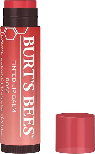 Burt's Bees Tinted Lip Balm Rose 4.25g Moisturising Lip Tint Shea Butter