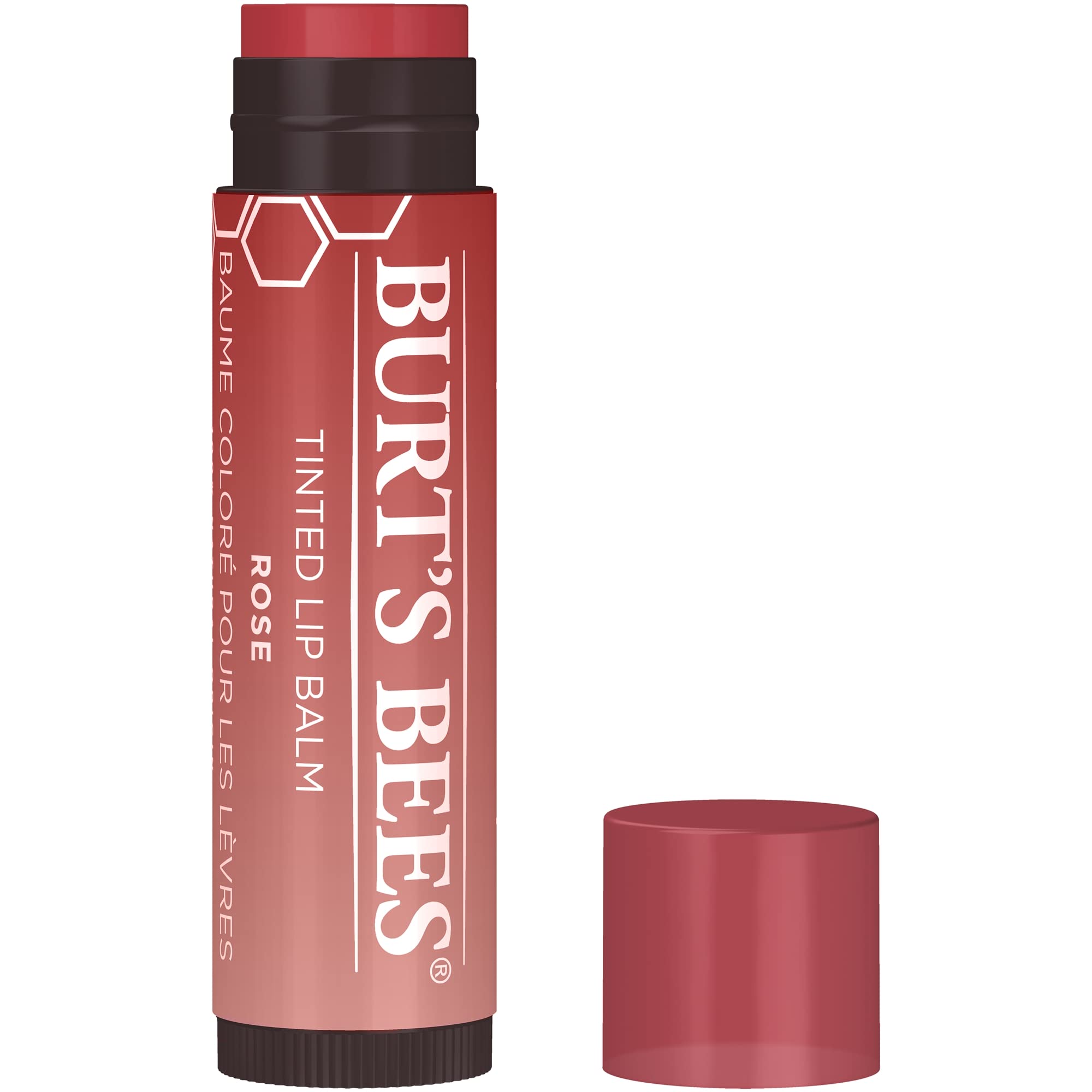 Burt's Bees Tinted Lip Balm Rose, Moisturising Lip Tint With Shea Butter, 100% Natural Origin, 4.25g