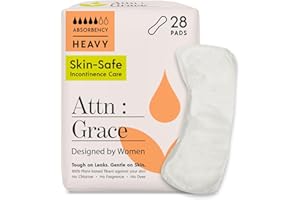 ATTN : GRACE Attn: Grace Heavy Incontinence Pads for Women, 28-Pack - High Absorbency, Breathable, Plant-Based - Incontinence Pads for Heavy Bladder Leaks & Sensitive Skin