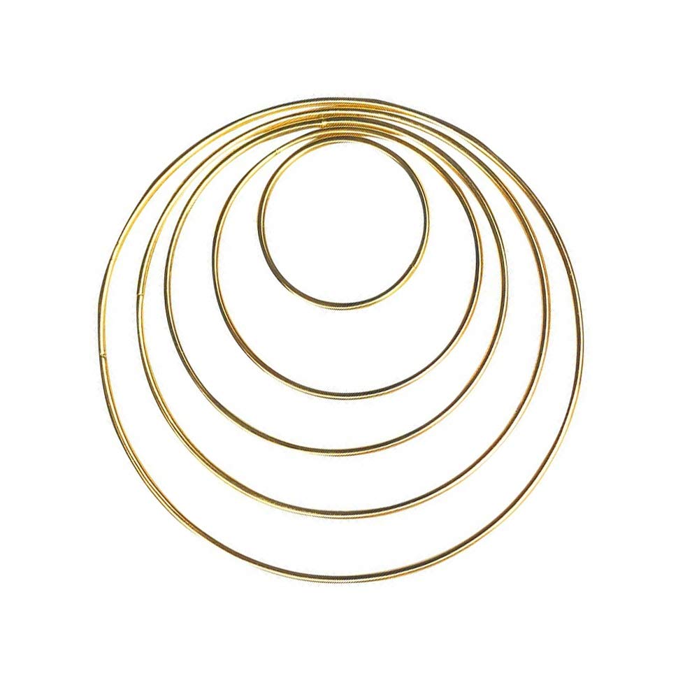 Metal Hoops,10pcs Metal Rings for Dream Catcher and Crafts, 2 inch, 3 inch, 4 inch, 5 inch, 6 inch (Gold)