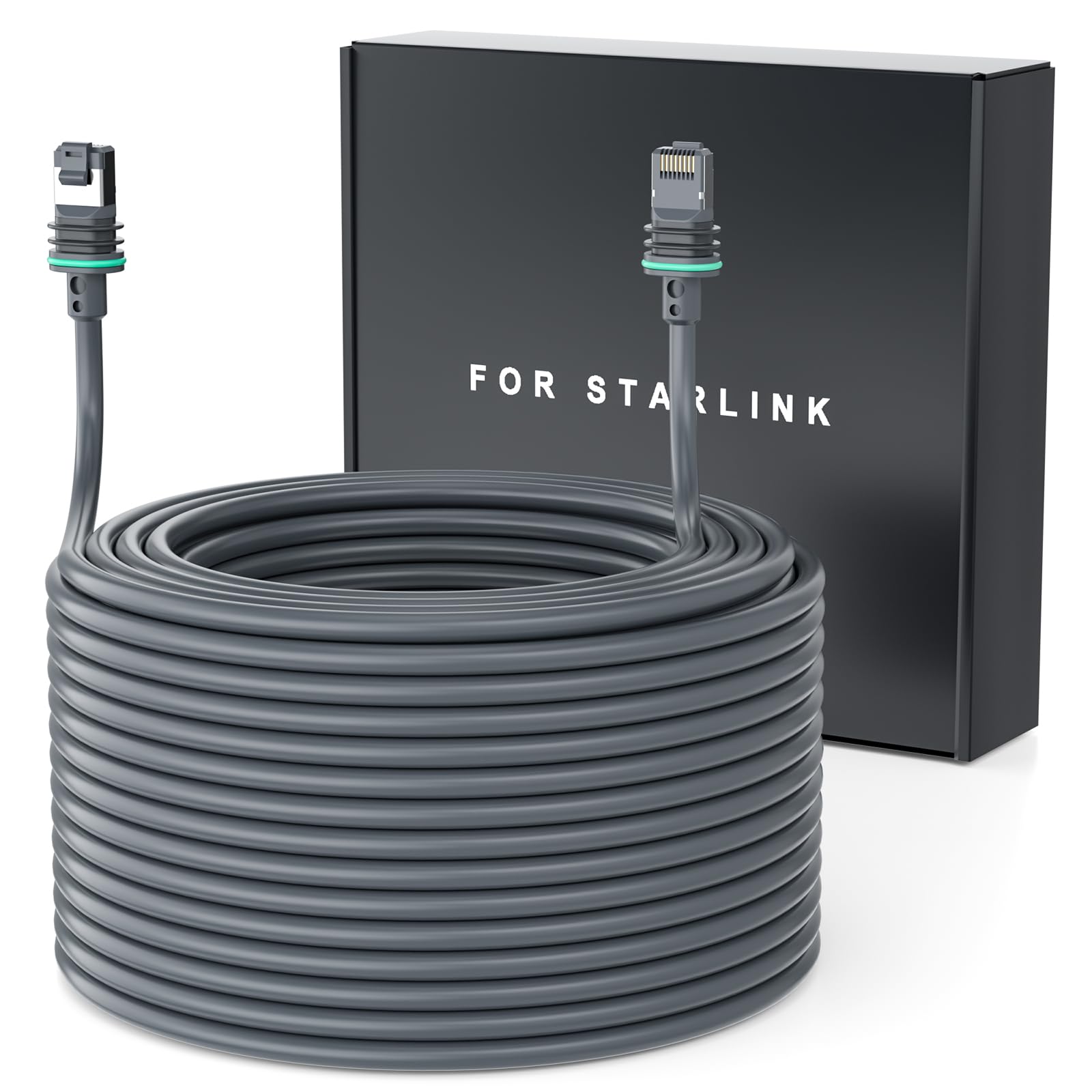 WingFly Starlink Gen 3 – Cable Alargador De 46 M Para Starlink Standard Actuated Gen 3, Resistente Al Agua, Conector RJ45 Reforzado