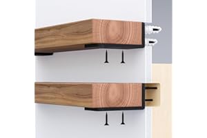 EVALD Floating Shelf Brackets | 4-inch Hidden Black Carbon Steel Brackets for Wall, Kitchen, Nursery, Mantel | Minimalistic Design Supports Fireplace Mantel, Bookshelves, Bar Wall Shelves (6 Pack)