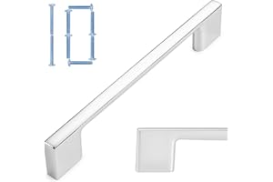 KOOFIZO Wide Foot Cabinet Bar Pull - Chrome Modern Solid Handle, 5 Inch/128mm Screw Spacing, 10-Pack for Kitchen Cupboard Door, Bedroom Dresser Drawer, Bathroom Wardrobe Hardware