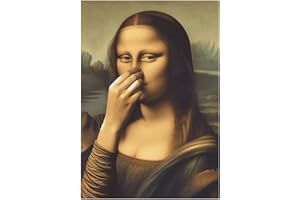 Mona Lisa Bathroom Art, 40 X 30cm Funny Bathroom Wall Art Decoration,Humor Whimsical Mona Lisa Holding Her Nose Picture Poste