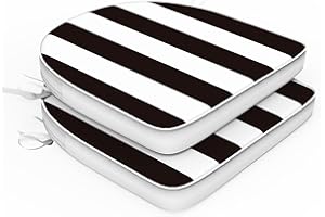 DYTXIII Set of 2 Outdoor Chair Cushions 19"x19"x2",Water Repellent Patio Seat Cushion with Ties and Removable Covers,Dining Chair Cushions for Indoor Kitchen Yard and Patio Furniture,Cabana Black