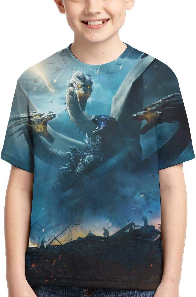 Boys Girls Godzilla 2 King of Monsters 3D Printed Short Sleeves T Shirt Fashion Youth Tee Shirts
