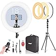 EMART 18-inch Ring Light with Stand, 65W Big Adjustable 3200-5500K LED Ringlight with Ultra-wide Lighting Area for Camera Photography, YouTube Videos, Makeup, Kit: Phone Holder, Remote, Soft Tube, etc