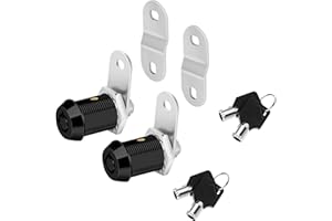 Sissinda Cam Locks Black RV Storage Locks Keyed Alike, 7/8” Fits on 9/16” Max Door Thickness, RV Compartment Locks for Camper Trailer Cabinet Locks with Keys (Black 7/8 Inch 2Pack)
