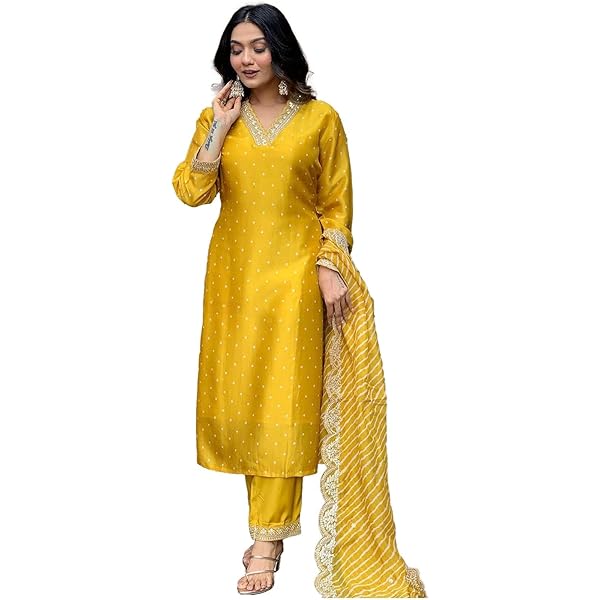 DREAANGEL FASHION Woens Kurta Set Pure Cotton Ebroidery Work