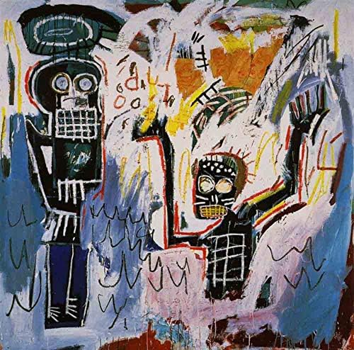 JH Lacrocon Baptism 1982 by Jean-Michel Basquiat - 120X120 cm (Approx. 48X48 inch) Graffiti Art Paintings Rolled Canvas Handpainted Reproduction Wall Art for Living Room