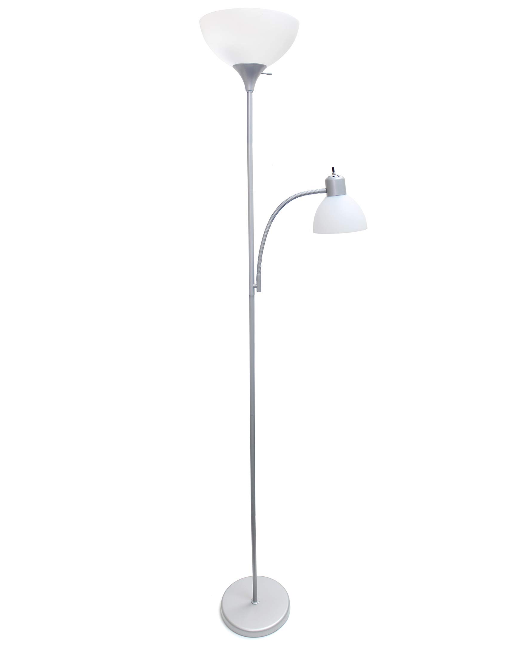 Simple Designs Home LF2000-SLV Floor Lamp with Reading Light, Silver