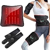 OVIMAZ Red Light Therapy for Body Massager Belt with Vibration Massage, Cordless Infrared Light Therapy with 2 Long Wraps, Red Light Therapy Belt Wrap for Back Shoulder (Black)