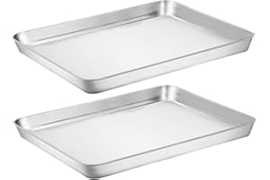 Baking Sheet Cookie Sheet Set of 2, Umite Chef Stainless Steel Baking Pans Tray Professional 9 inch, Non Toxic & Healthy, Mirror Finish & Rust Free, Easy Clean & Dishwasher Safe