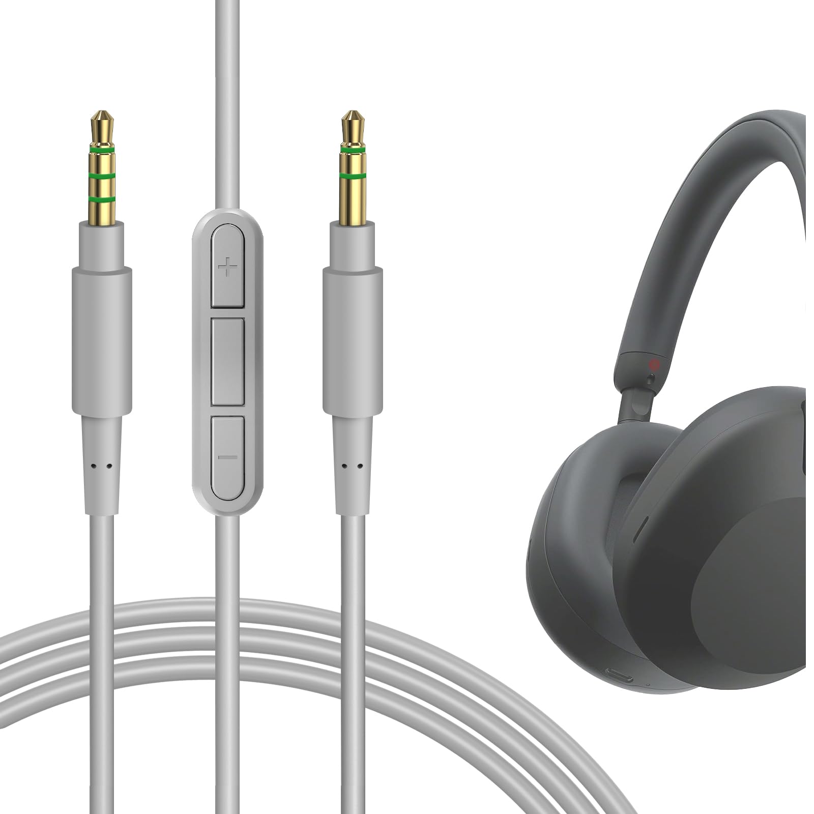 Geekria Audio Cable with Mic Compatible with Sony ULT WEAR, WH-1000XM6/1000XM5/1000XM4, WH-XB910N, WH-CH720N Headphones, 3.5mm Replacement Stereo Cord (5.6 ft / 1.7 m)