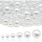 1470 PCS No-Hole Pearl Beads, Sew-On Faux Pearls in Mixed Sizes for Jewelry Making Bracelets Necklaces Hair Accessories DIY Crafts Vase Fillers and Centerpieces