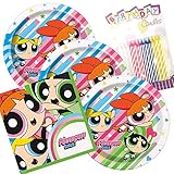 JJ Party Supplies Powerpuff Girls Theme Plates and Napkins Serves 16 With Birthday Candles