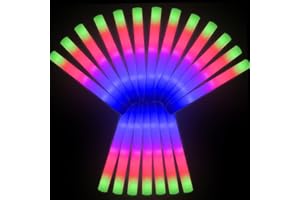 LifBetter 20Pcs Glow Sticks Bulk- LED Foam Sticks in The Dark with 3 Modes Flashing Led Foam Multicolor Batons Light up Party Favors for Birthdays, Weddings, Concerts, Festivals