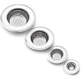 CORNERJOY 4 Pack Heavy Duty Stainless Steel Kitchen Sink Drain Strainer, Bathroom Hair Catcher Shower Drain Cover, Sink Tub Drain Stopper, Wash Basin Floor Drain, 2.1 to 4.5 Inch Diameter Rim