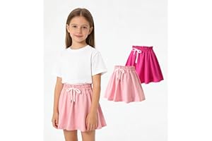 Girls Skirts 4pcs Tennis Skirt with Short Elastic High Waisted Kids Athletic Running Flowy Skort