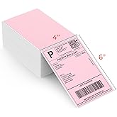 MUNBYN 4"x6" Pink Direct Thermal Shipping Labels, Commercial Grade Permanent Adhesive Fanfold Mailing Postage Label Paper for Thermal Printers and Packages, 500 Sheets per Stack