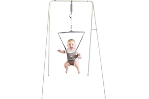 Jolly Jumper CLASSIC (Grey) with Stand - ORIGINAL Baby Jumper, Indoor and Outdoor Exercise Saddle Seat, Adjustable Height, fo
