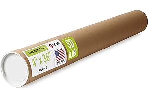 Paclord 4" x 36" Reinforced Kraft Paper Mailing Tube, Pack of 1 Tube with 2 Caps – USPS Approved – Cardboard Mailer for Shipping and Storing Posters, Prints, Artwork, or Documents