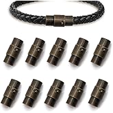 MOAMUN 10PCS Black Cord End Caps Bracelet End Caps Locking Bracelet Rope End Cap Cord Ends (Bronze, 4 mm)