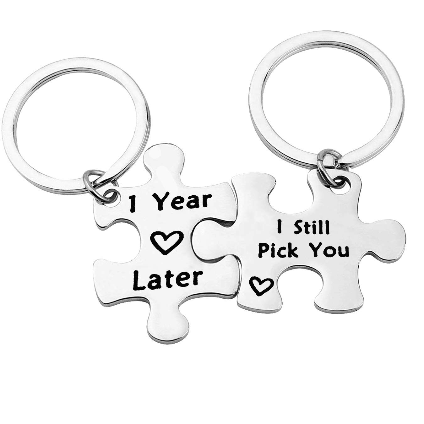 Dabihu 1 Year Anniversary Keyring Gift for Him Her Couple Keychain 1 Year Later I Still Pick You Keyring Keychain Best friend Gift for Women Men Wedding Valentine's Day Birthday Gifts