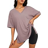 ATHMILE Oversized Tshirts for Women Summer 2026 V Neck Casual Workout Plus Size Tops Spring Fashion Cute Basic Trendy Outfits