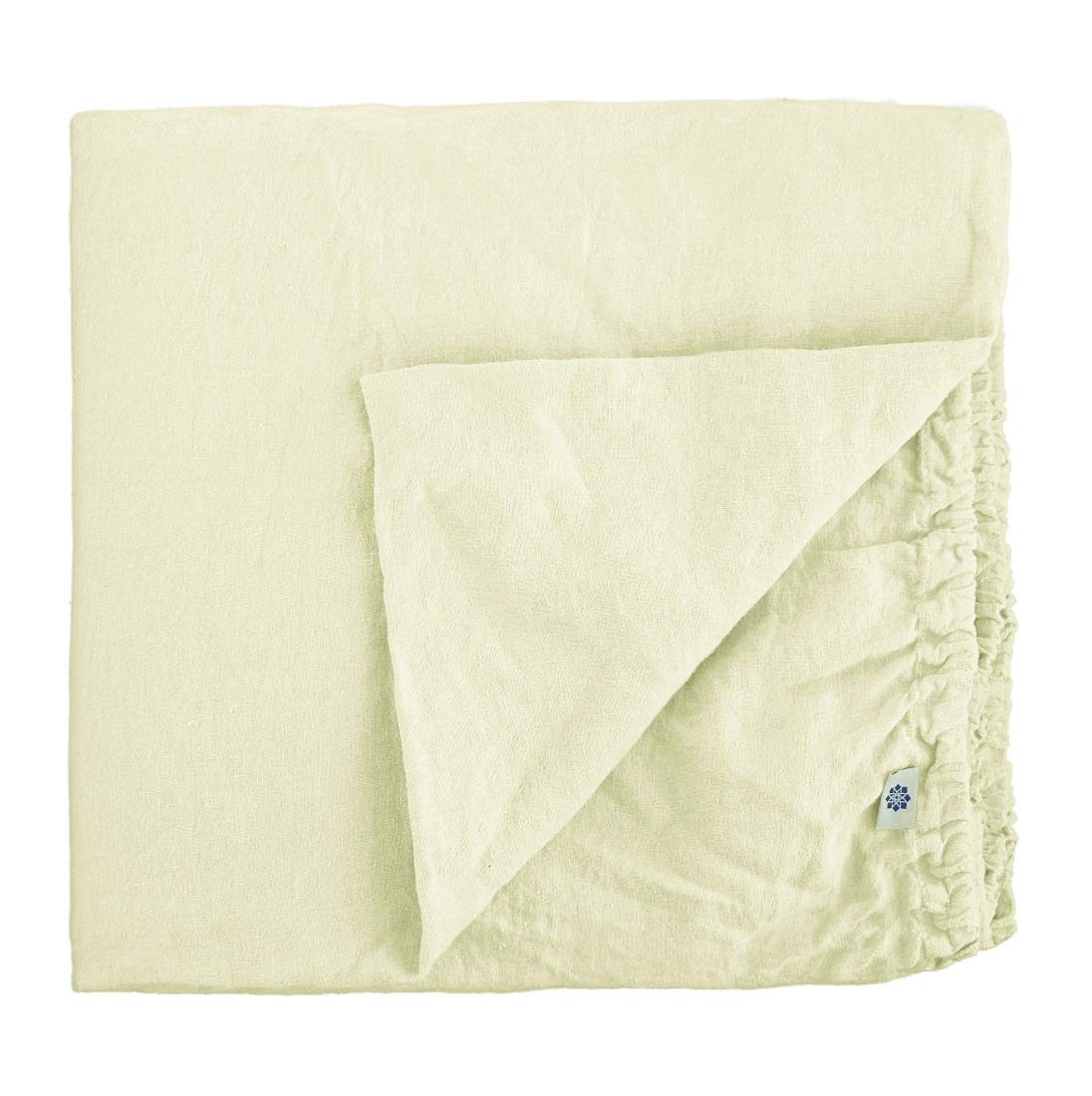 Linen & Cotton Extra Soft Fitted Bed Sheet ALICIA, 100% Stonewashed Linen - SINGLE 90 x 190cm (36''x 76''), Ecru White