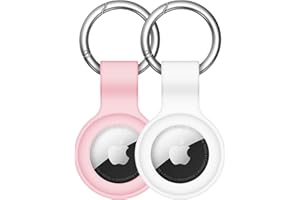 【2 Pack】 Linsaner Compatible with AirTag Case Keychain Air Tag Holder Silicone AirTags Key Ring Cases Tags Chain Apple AirTag GPS Item Finders Accessories，Pink White
